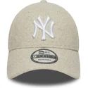 petten-gebogen-beige-snapback-9forty-melton-wool-van-new-york-yankees-mlb-van-new-era
