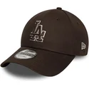 petten-gebogen-bruin-verstelbare-band-9forty-outline-van-los-angeles-dodgers-mlb-van-new-era