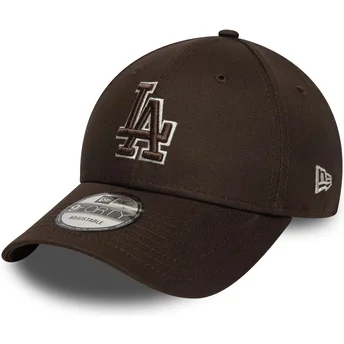 Petten gebogen bruin verstelbare band 9FORTY Outline van Los Angeles Dodgers MLB van New Era