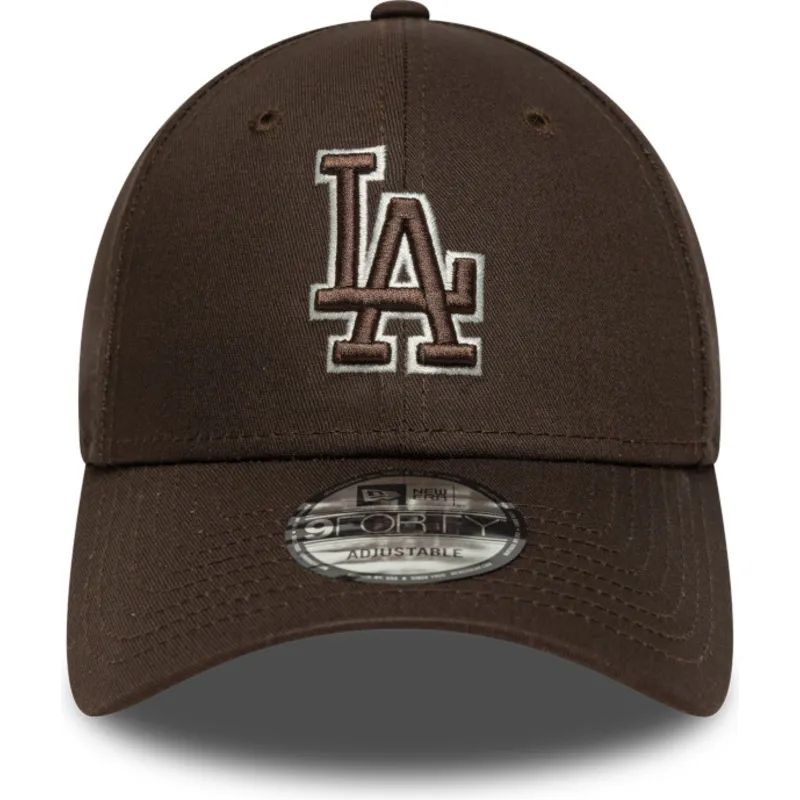 petten-gebogen-bruin-verstelbare-band-9forty-outline-van-los-angeles-dodgers-mlb-van-new-era