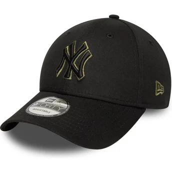 Sort buet justerbar kasket med grønt logo 9FORTY Outline af New York Yankees MLB fra New Era