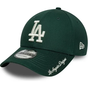 New Era Curved Brim 9FORTY Visor Script Los Angeles Dodgers MLB Green Adjustable Cap