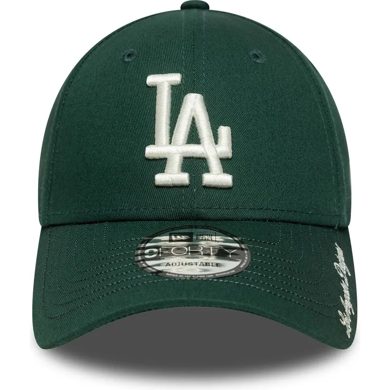 cappellino-con-visiera-curva-verde-regolabile-9forty-visor-script-dei-los-angeles-dodgers-mlb-di-new-era
