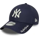 new-era-curved-brim-9forty-visor-script-new-york-yankees-mlb-navy-blue-adjustable-cap