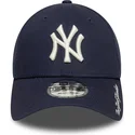 marineblaue-verstellbare-curved-cap-9forty-visor-script-der-new-york-yankees-mlb-von-new-era