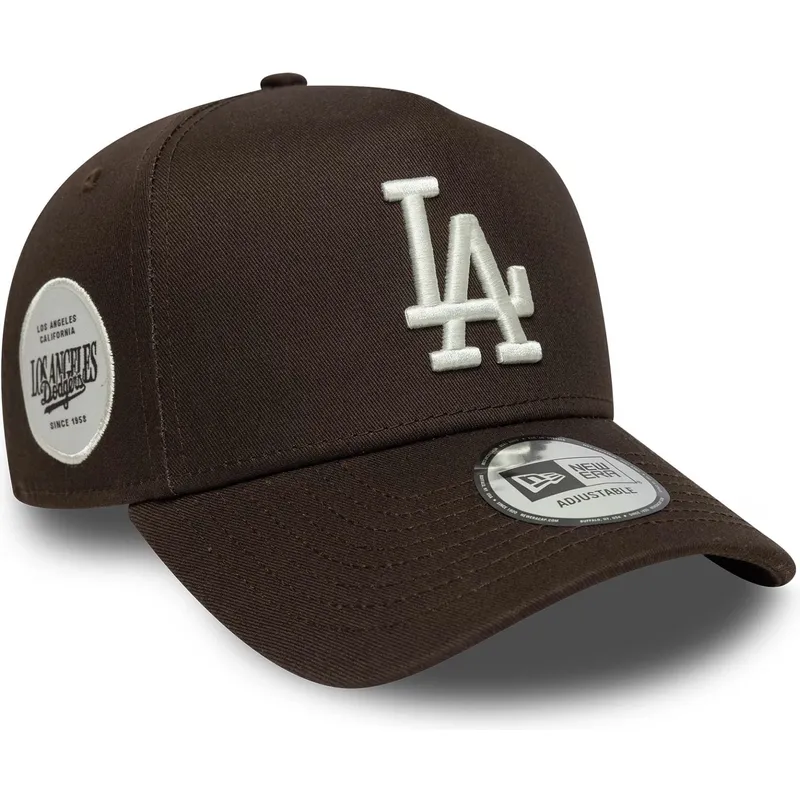 petten-gebogen-bruin-snapback-9forty-e-frame-side-patch-van-los-angeles-dodgers-mlb-van-new-era
