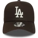 petten-gebogen-bruin-snapback-9forty-e-frame-side-patch-van-los-angeles-dodgers-mlb-van-new-era