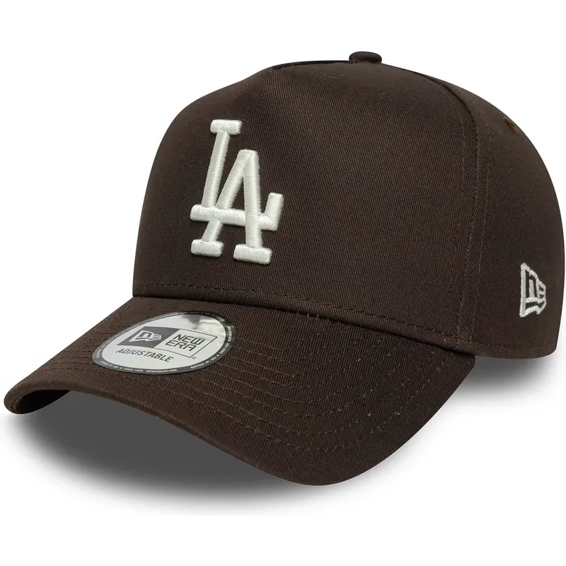 cappellino-visiera-curva-marrone-snapback-9forty-e-frame-side-patch-di-los-angeles-dodgers-mlb-di-new-era