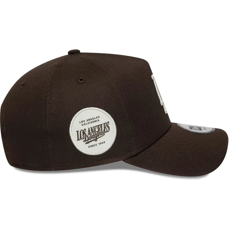petten-gebogen-bruin-snapback-9forty-e-frame-side-patch-van-los-angeles-dodgers-mlb-van-new-era