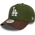 new-era-curved-brim-9forty-e-frame-suede-visor-los-angeles-dodgers-mlb-green-and-brown-snapback-cap