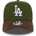 cappellino-curvo-verde-e-marrone-snapback-9forty-e-frame-suede-visor-di-los-angeles-dodgers-mlb-di-new-era