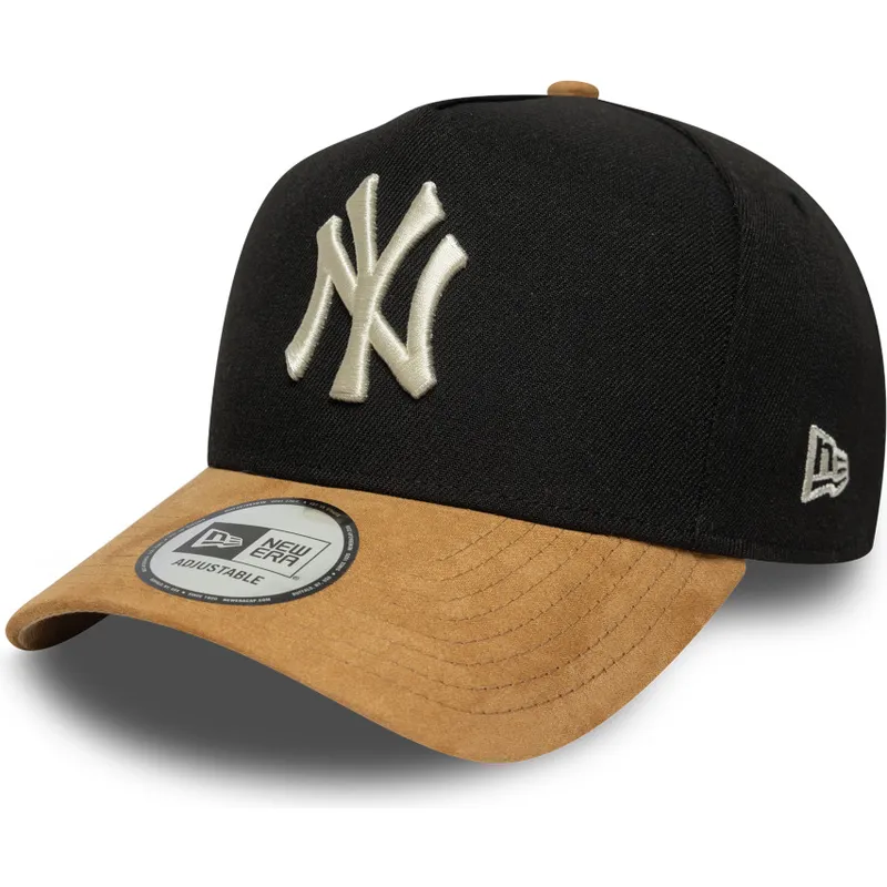 czapka-z-daszkiem-czarna-i-brazowa-snapback-9forty-e-frame-suede-visor-new-york-yankees-mlb-new-era