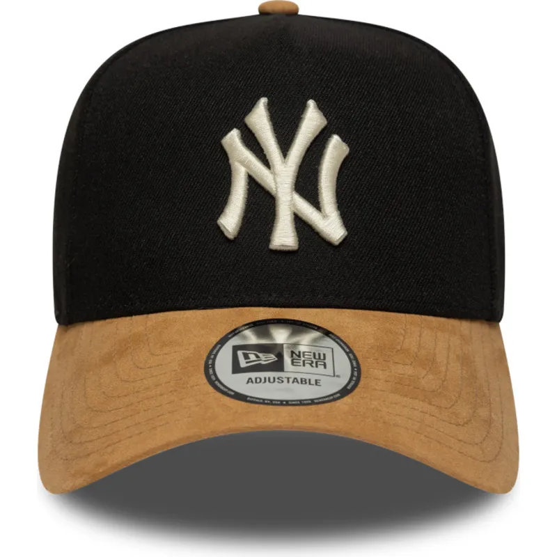 czapka-z-daszkiem-czarna-i-brazowa-snapback-9forty-e-frame-suede-visor-new-york-yankees-mlb-new-era