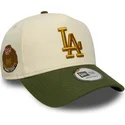 new-era-curved-brim-9forty-e-frame-world-series-patch-los-angeles-dodgers-mlb-beige-and-green-snapback-cap