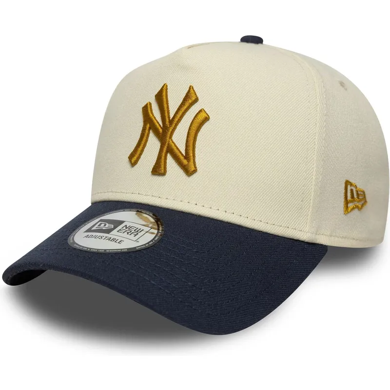 bezowa-i-granatowa-czapka-z-zakrzywionym-daszkiem-snapback-9forty-e-frame-world-series-patch-new-york-yankees-mlb-new-era