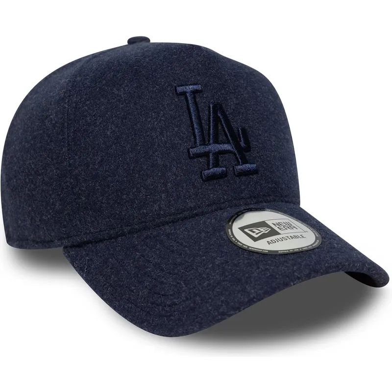 dunkelblaue-gebogene-snapback-kappe-mit-dunkelblauem-logo-9forty-e-frame-melton-der-los-angeles-dodgers-mlb-von-new-era