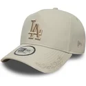 new-era-curved-brim-9forty-e-frame-tonal-icon-los-angeles-dodgers-mlb-beige-snapback-cap-with-beige-logo