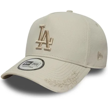 Beige buet kasket snapback med beige logo 9FORTY E Frame Tonal Icon fra Los Angeles Dodgers MLB fra New Era