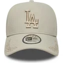 new-era-curved-brim-9forty-e-frame-tonal-icon-los-angeles-dodgers-mlb-beige-snapback-cap-with-beige-logo