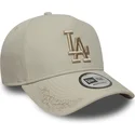 new-era-curved-brim-9forty-e-frame-tonal-icon-los-angeles-dodgers-mlb-beige-snapback-cap-with-beige-logo