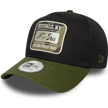 New Era Curved Brim 9FORTY E Frame Camo Patch Black and Green Snapback Cap