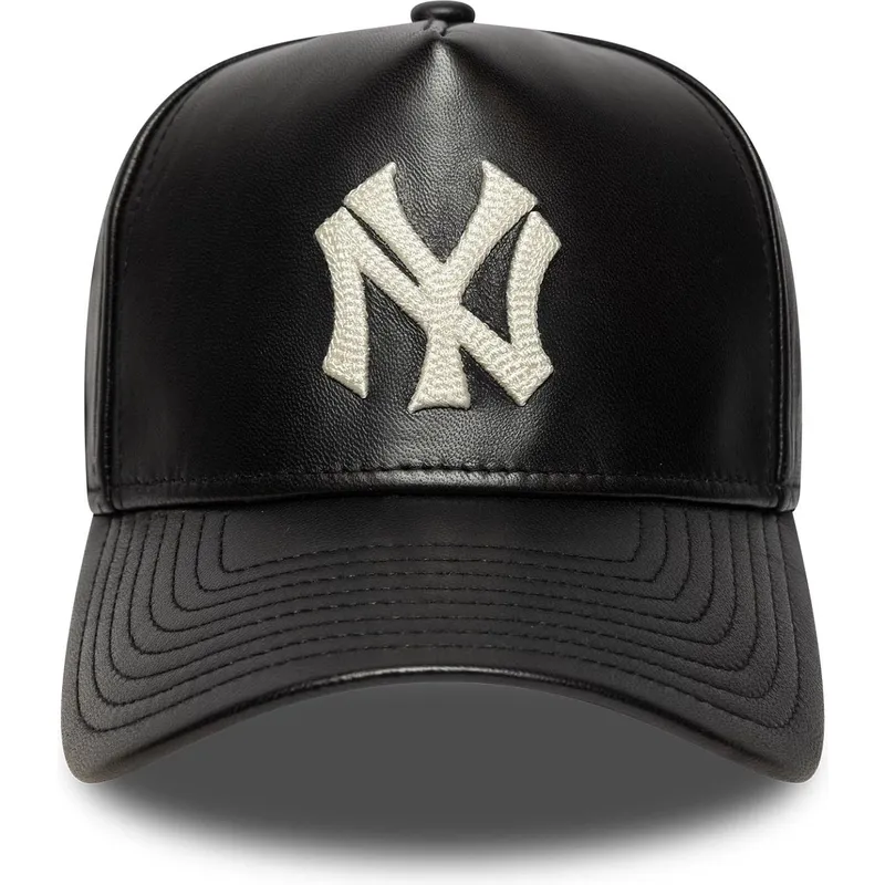 petten-gebogen-zwart-verstelbaar-9forty-e-frame-img-leather-van-new-york-yankees-mlb-van-new-era