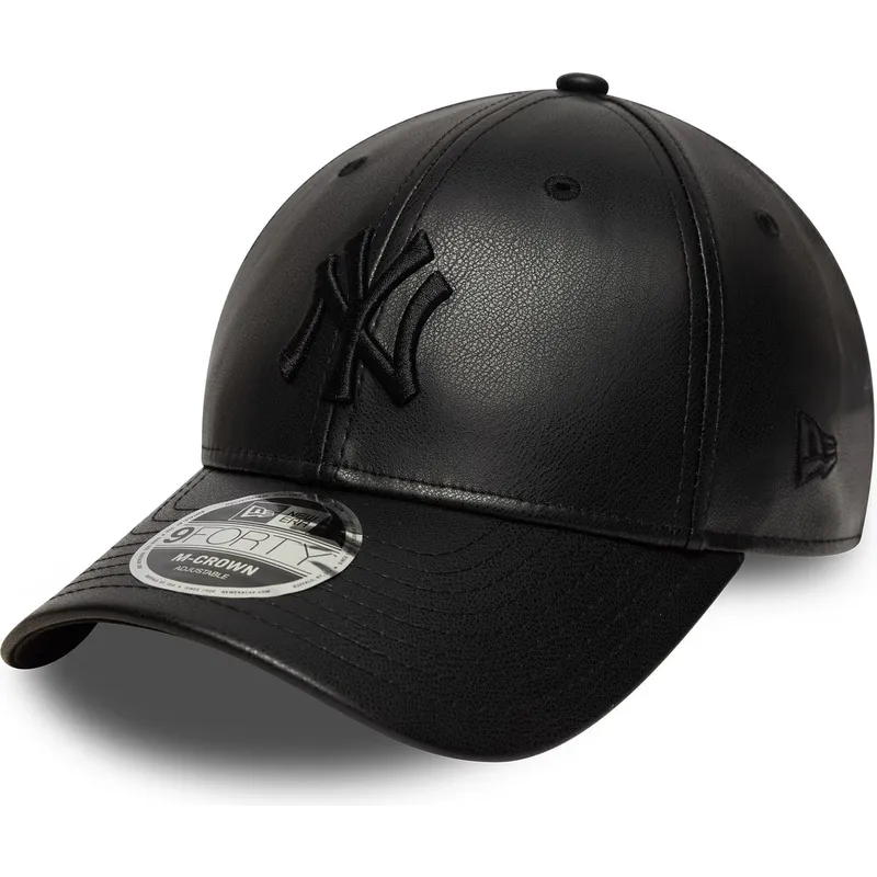 schwarze-gebogene-snapback-kappe-mit-schwarzem-logo-9forty-m-crown-pu-der-new-york-yankees-mlb-von-new-era