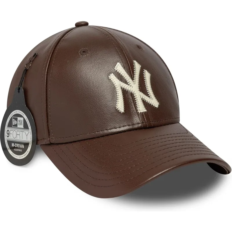 braune-verstellbare-curved-cap-9forty-m-crown-img-leather-der-new-york-yankees-mlb-von-new-era