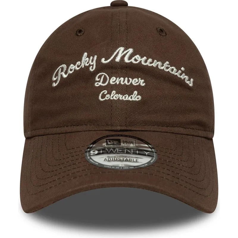 braune-verstellbare-curved-cap-rocky-mountains-9twenty-wordmark-von-new-era