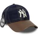 regulowana-czapka-z-daszkiem-w-kolorze-granatowym-i-brazowym-9twenty-img-loden-leather-new-york-yankees-mlb-od-new-era