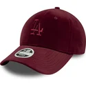 new-era-curved-brim-women-9forty-velour-los-angeles-dodgers-mlb-maroon-adjustable-cap
