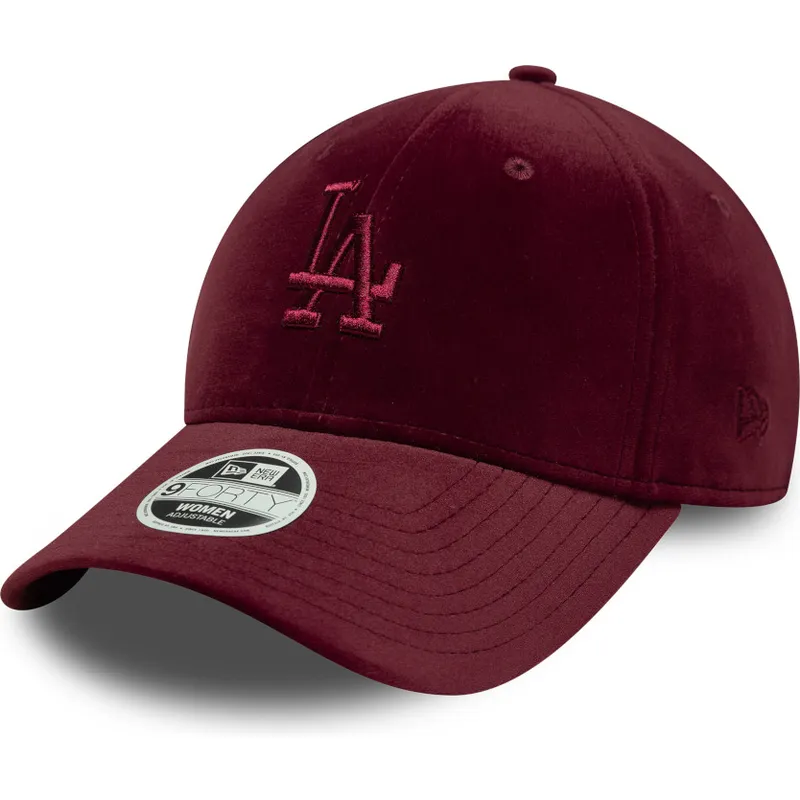 petten-gebogen-rood-verstelbaar-9forty-velour-van-los-angeles-dodgers-mlb-van-new-era