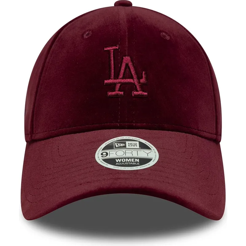 petten-gebogen-rood-verstelbaar-9forty-velour-van-los-angeles-dodgers-mlb-van-new-era