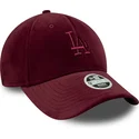 petten-gebogen-rood-verstelbaar-9forty-velour-van-los-angeles-dodgers-mlb-van-new-era