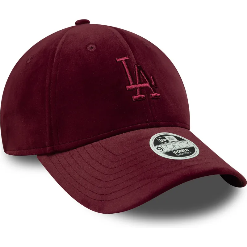 petten-gebogen-rood-verstelbaar-9forty-velour-van-los-angeles-dodgers-mlb-van-new-era