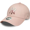 cappellino-curvo-rosa-regolabile-da-donna-9forty-metallic-logo-dei-new-york-yankees-mlb-di-new-era