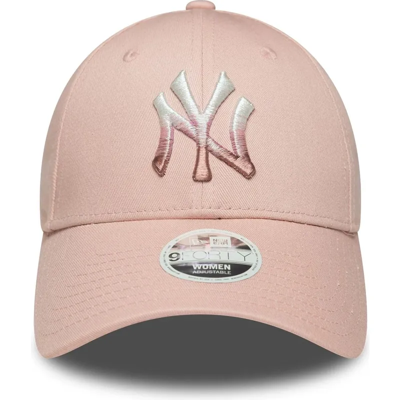 cappellino-curvo-rosa-regolabile-da-donna-9forty-metallic-logo-dei-new-york-yankees-mlb-di-new-era