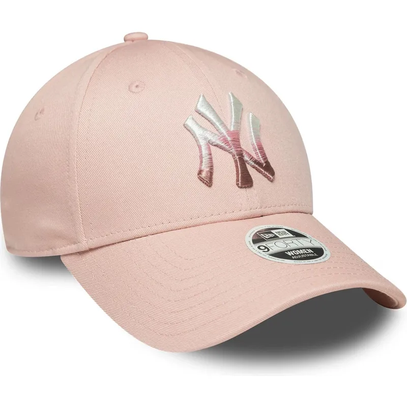 cappellino-curvo-rosa-regolabile-da-donna-9forty-metallic-logo-dei-new-york-yankees-mlb-di-new-era