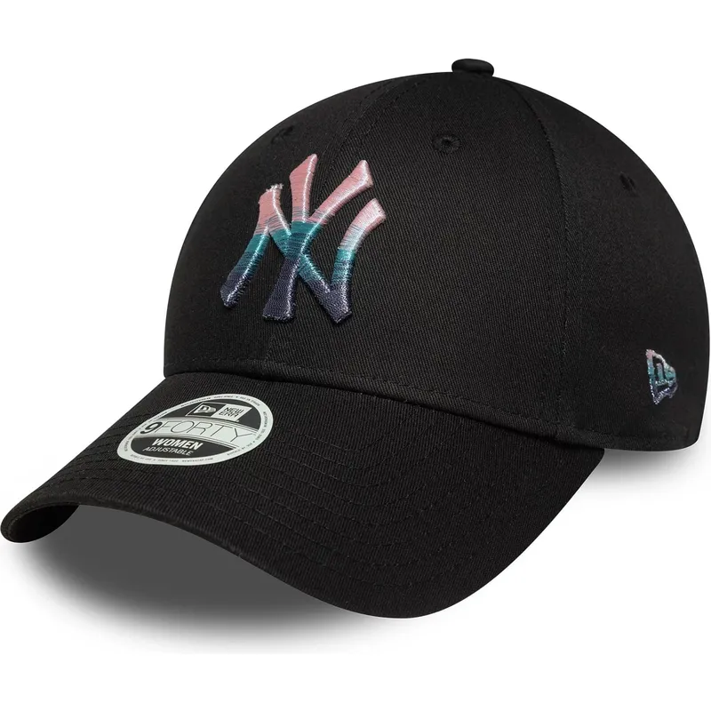 buet-sort-justerbar-kasket-til-kvinder-9forty-metallic-logo-fra-new-york-yankees-mlb-fra-new-era