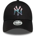 new-era-curved-brim-women-9forty-metallic-logo-new-york-yankees-mlb-black-adjustable-cap