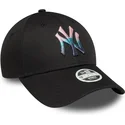 new-era-curved-brim-women-9forty-metallic-logo-new-york-yankees-mlb-black-adjustable-cap