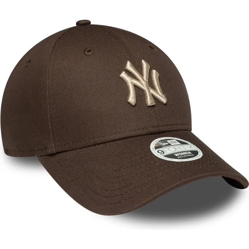 brun-bojd-justerbar-keps-for-dam-med-beige-logotyp-9forty-league-essential-fran-new-york-yankees-mlb-av-new-era