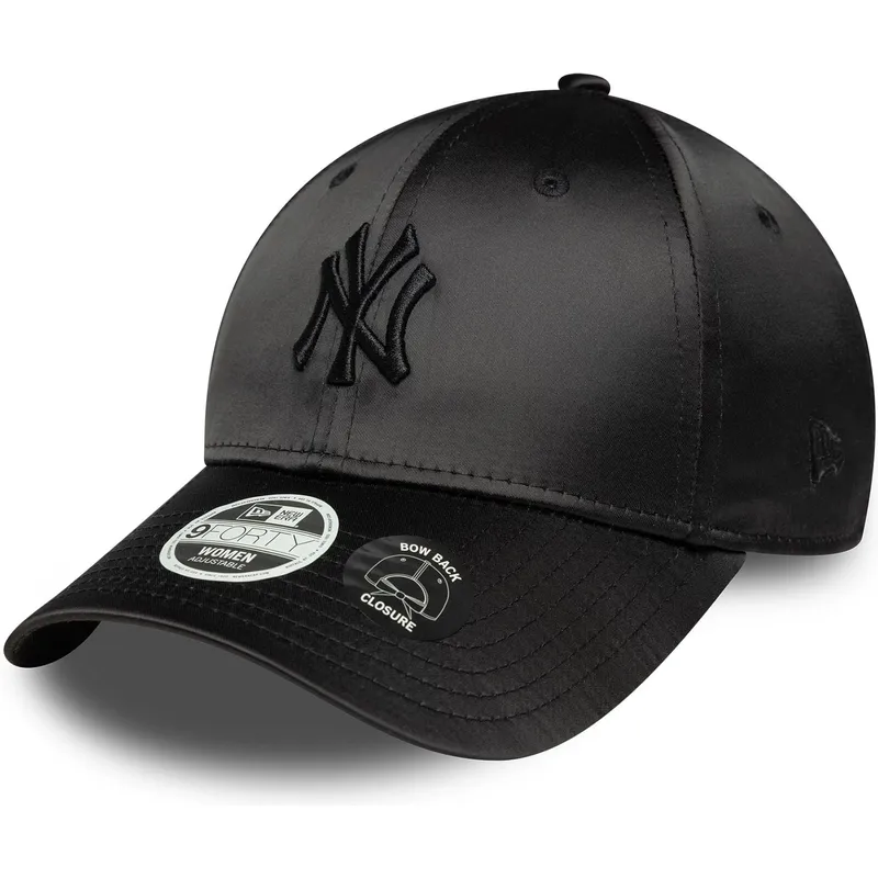 new-era-mlb-new-york-yankees-9forty-satin-bow-back-damen-verstellbare-schwarze-kappe-mit-schwarzem-logo
