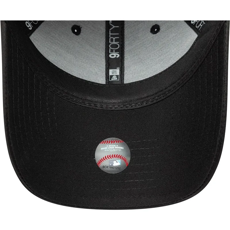 new-era-mlb-new-york-yankees-9forty-satin-bow-back-damen-verstellbare-schwarze-kappe-mit-schwarzem-logo