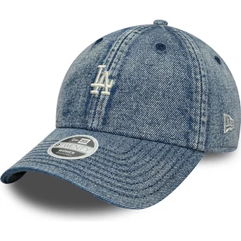 Blå böjd justerbar keps för dam 9TWENTY Denim från Los Angeles Dodgers MLB av New Era