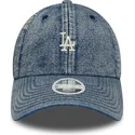 blaue-gebogene-verstellbare-damen-kappe-9twenty-denim-der-los-angeles-dodgers-mlb-von-new-era