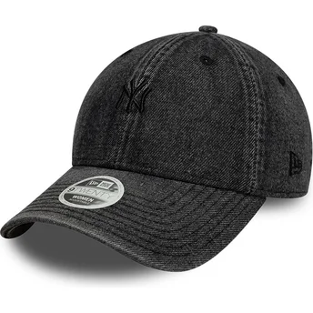 Gorra curva negra ajustable para mujer 9TWENTY Denim de New York Yankees MLB de New Era