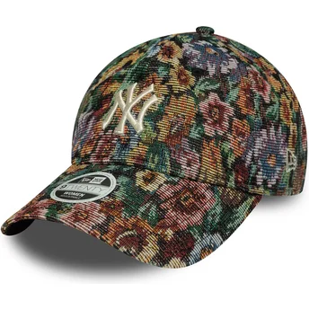 Mehrfarbige gebogene verstellbare Damenkappe 9TWENTY Floral der New York Yankees MLB von New Era