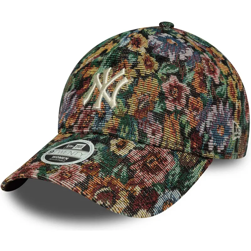 mehrfarbige-gebogene-verstellbare-damenkappe-9twenty-floral-der-new-york-yankees-mlb-von-new-era