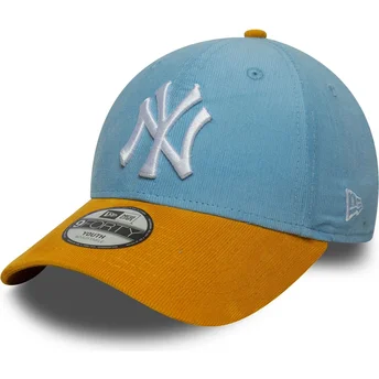 Böjd blå och brun justerbar keps för barn 9FORTY Cord från New York Yankees MLB av New Era